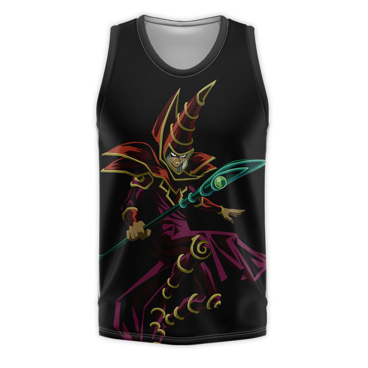 Yugioh Dark Magician Holding Red Staff In Battle Anime Apparel