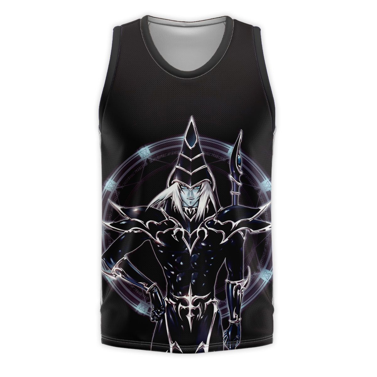 Yugioh Dark Magician Holding Staff Standing In Black Attire Anime Apparel