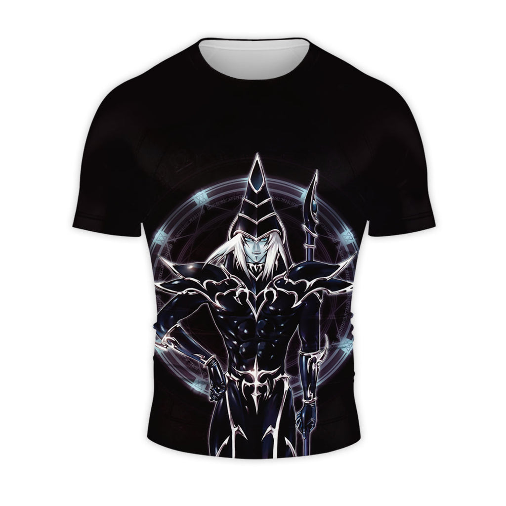 Yugioh Dark Magician Holding Staff Standing In Black Attire Anime Apparel