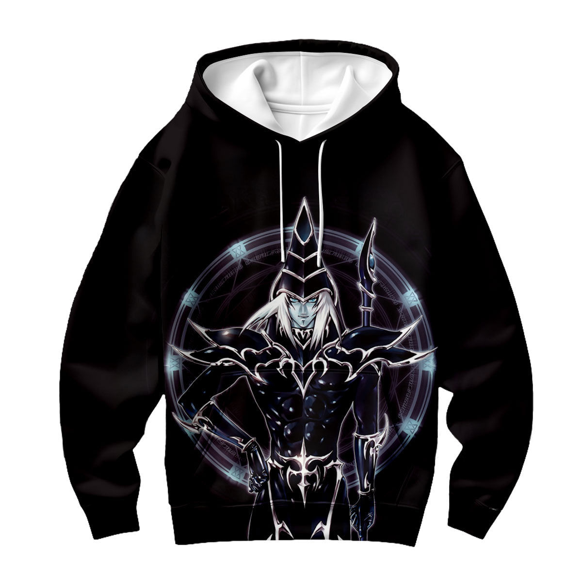Yugioh Dark Magician Holding Staff Standing In Black Attire Anime Apparel