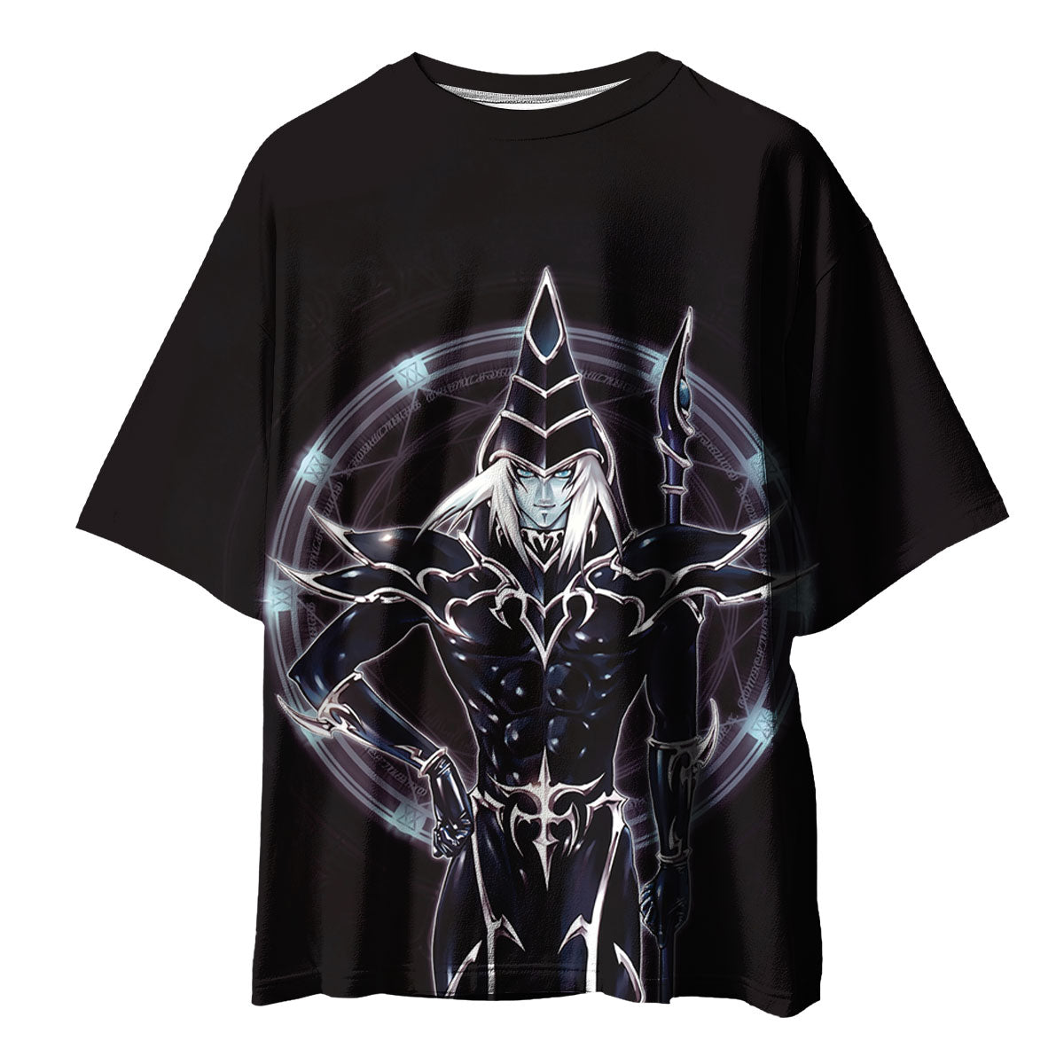 Yugioh Dark Magician Holding Staff Standing In Black Attire Anime Apparel