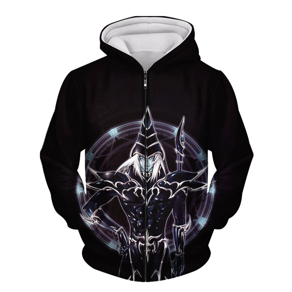 Yugioh Dark Magician Holding Staff Standing In Black Attire Anime Apparel
