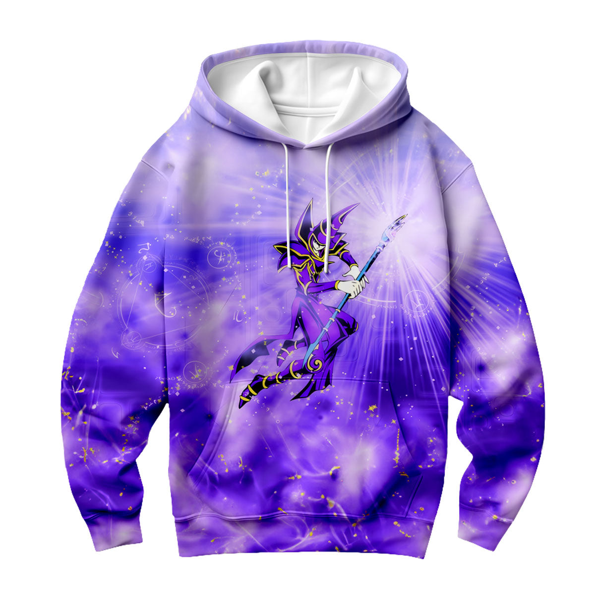 Yugioh Dark Magician Surrounded By Purple Glowing Energy Anime Apparel