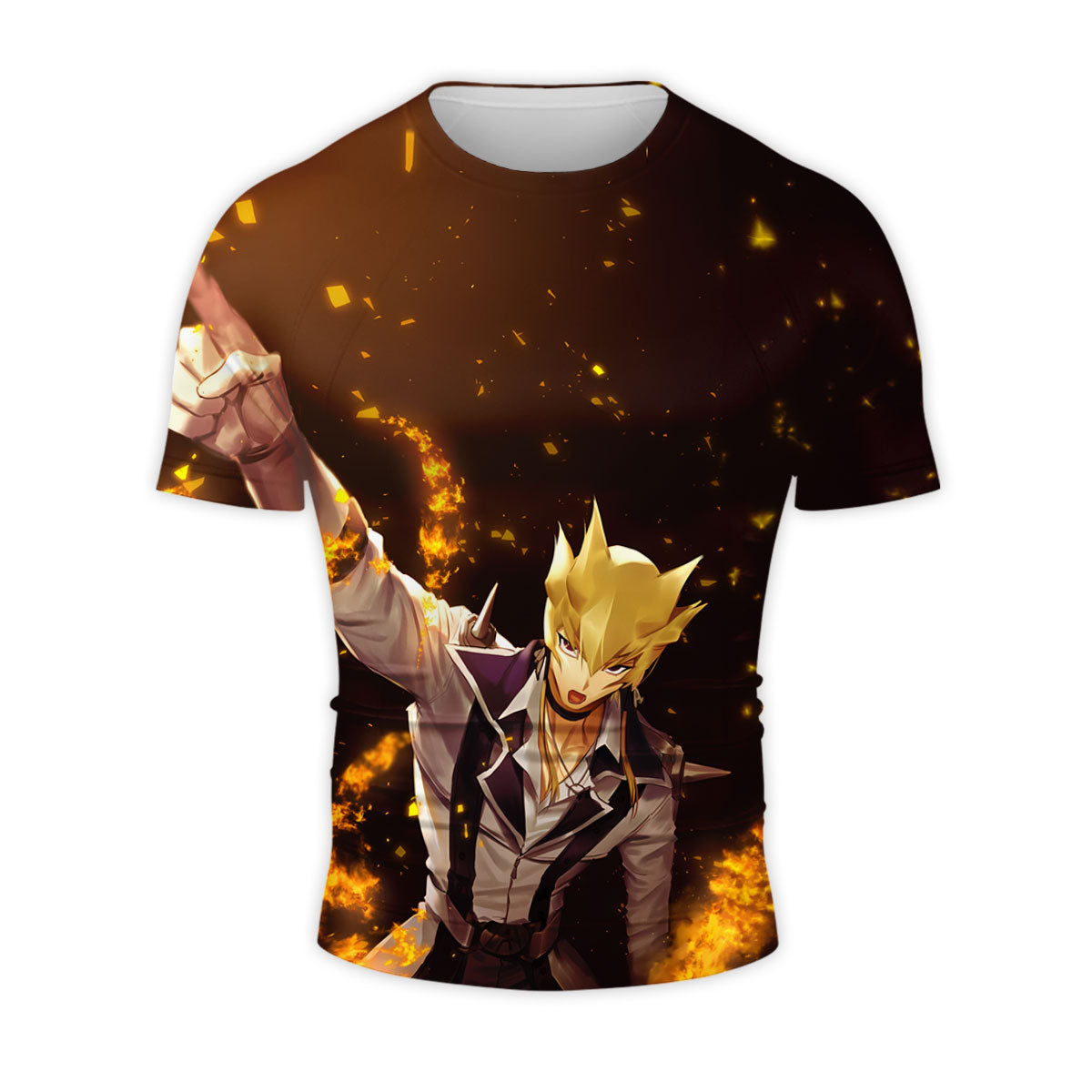 Yugioh Jack Atlas Pointing At Flaming Object Anime Apparel