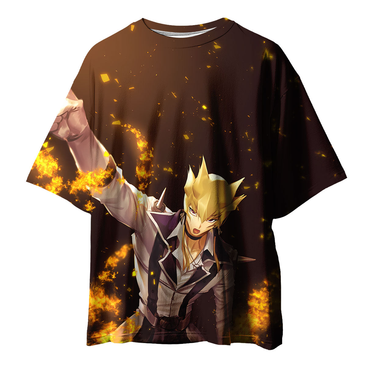 Yugioh Jack Atlas Pointing At Flaming Object Anime Apparel