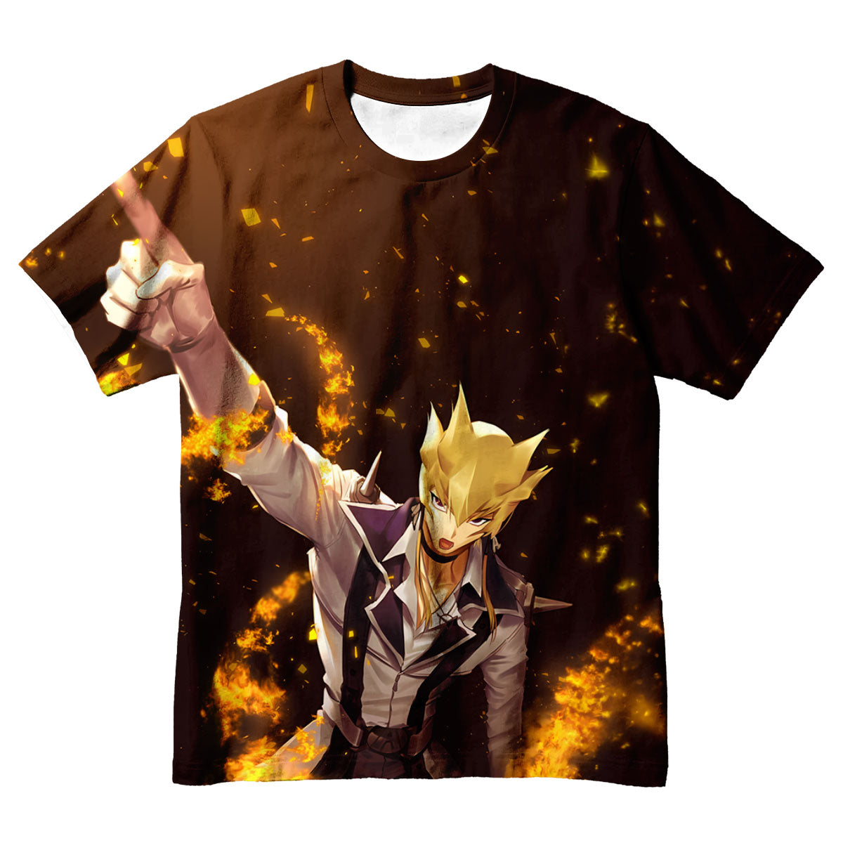 Yugioh Jack Atlas Pointing At Flaming Object Anime Apparel