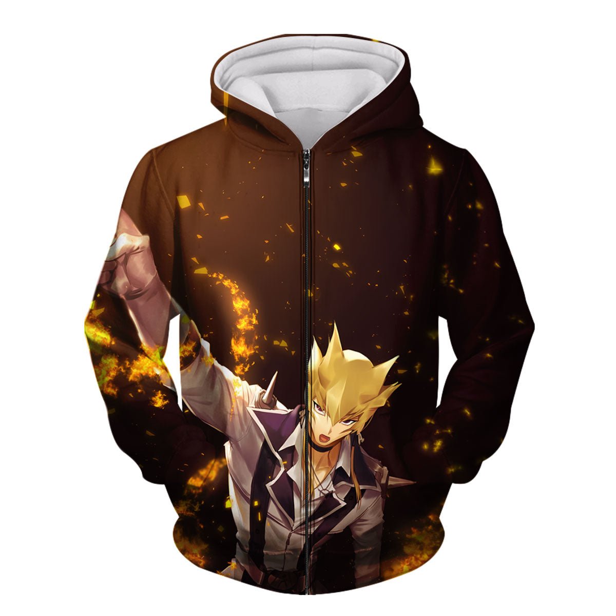Yugioh Jack Atlas Pointing At Flaming Object Anime Apparel