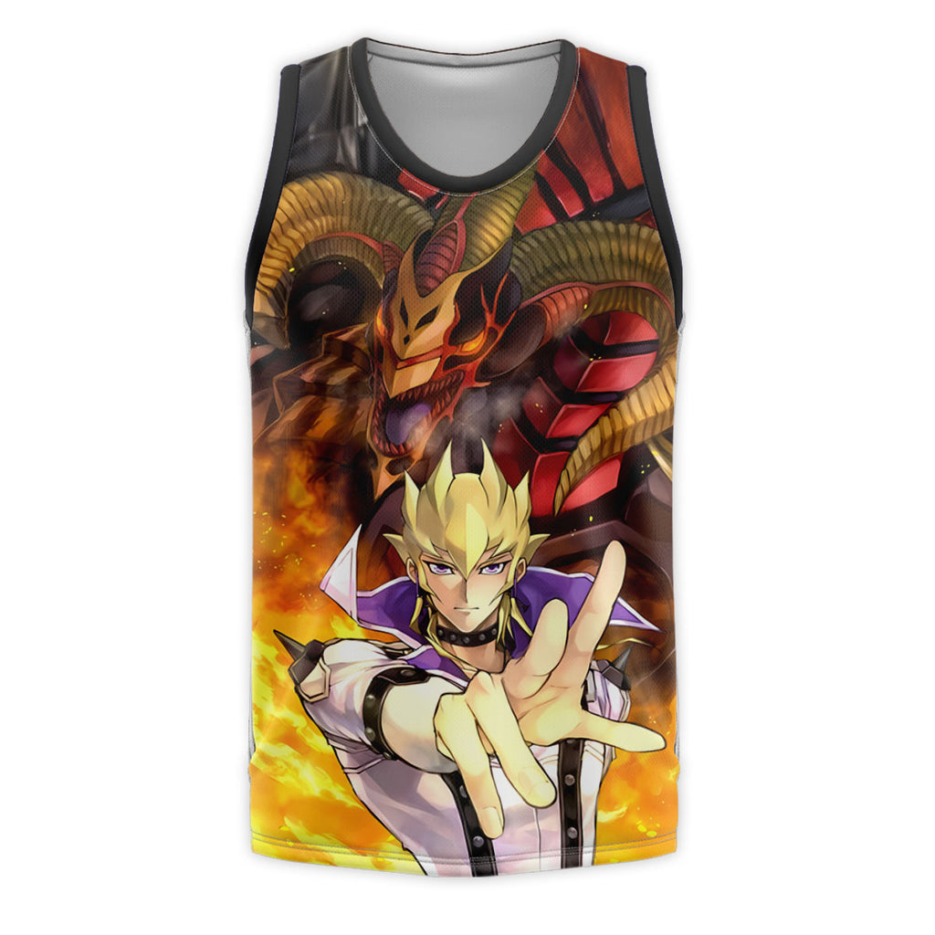 Yugioh Jack Atlas With Flaming Orange Dragon Anime Apparel