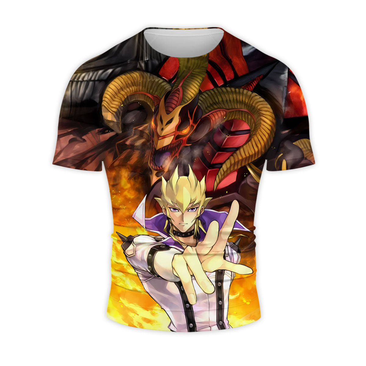 Yugioh Jack Atlas With Flaming Orange Dragon Anime Apparel
