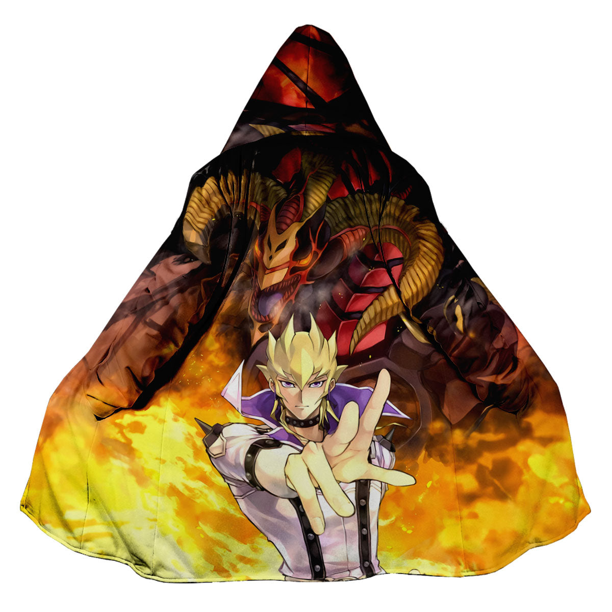 Yugioh Jack Atlas With Flaming Orange Dragon Anime Apparel