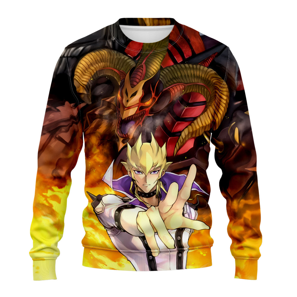 Yugioh Jack Atlas With Flaming Orange Dragon Anime Apparel