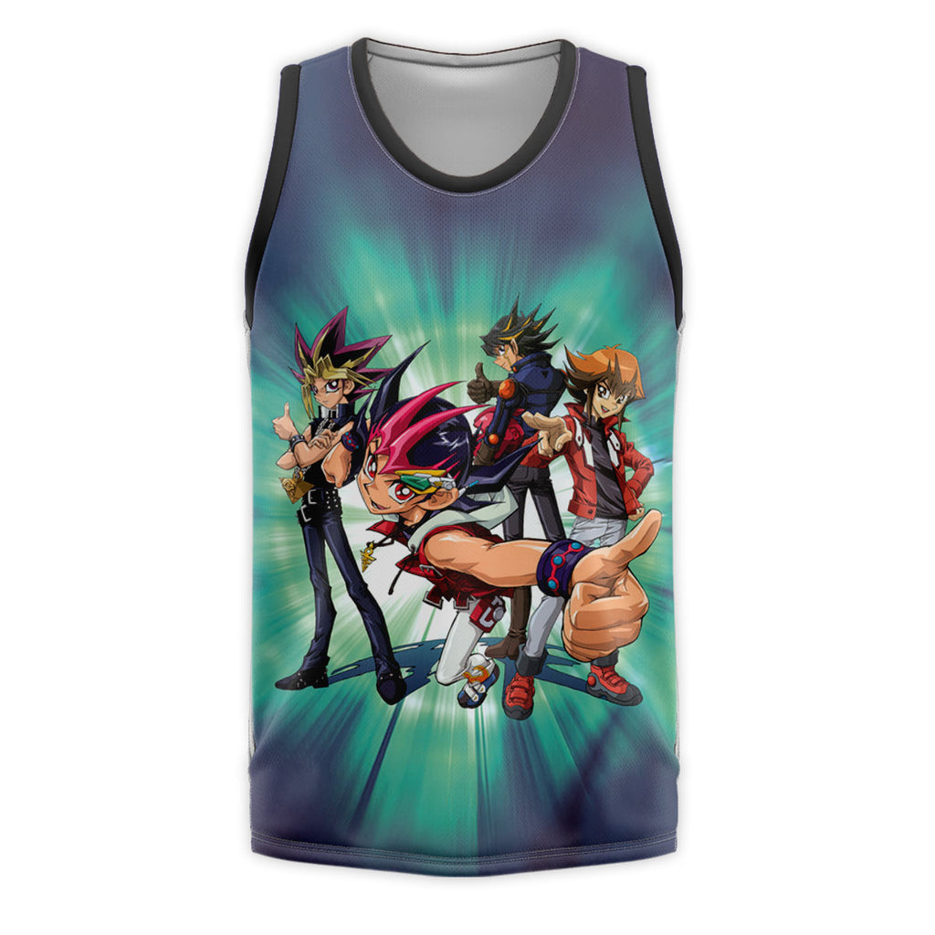 Yugioh Main Character Posing In Turquoise And Blue Anime Apparel