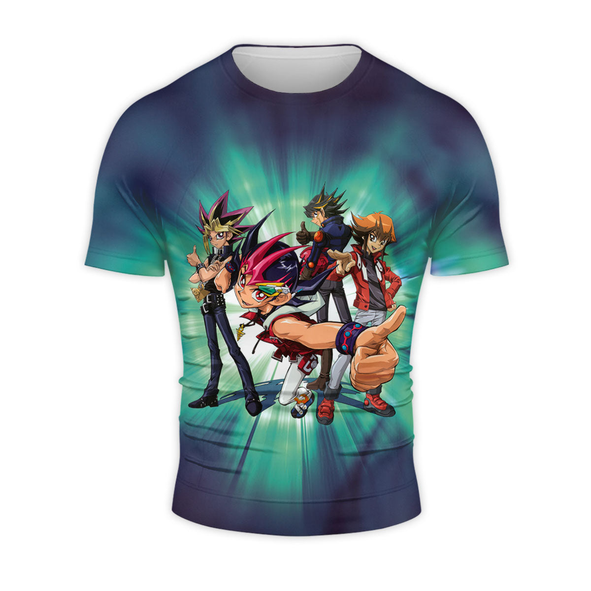Yugioh Main Character Posing In Turquoise And Blue Anime Apparel