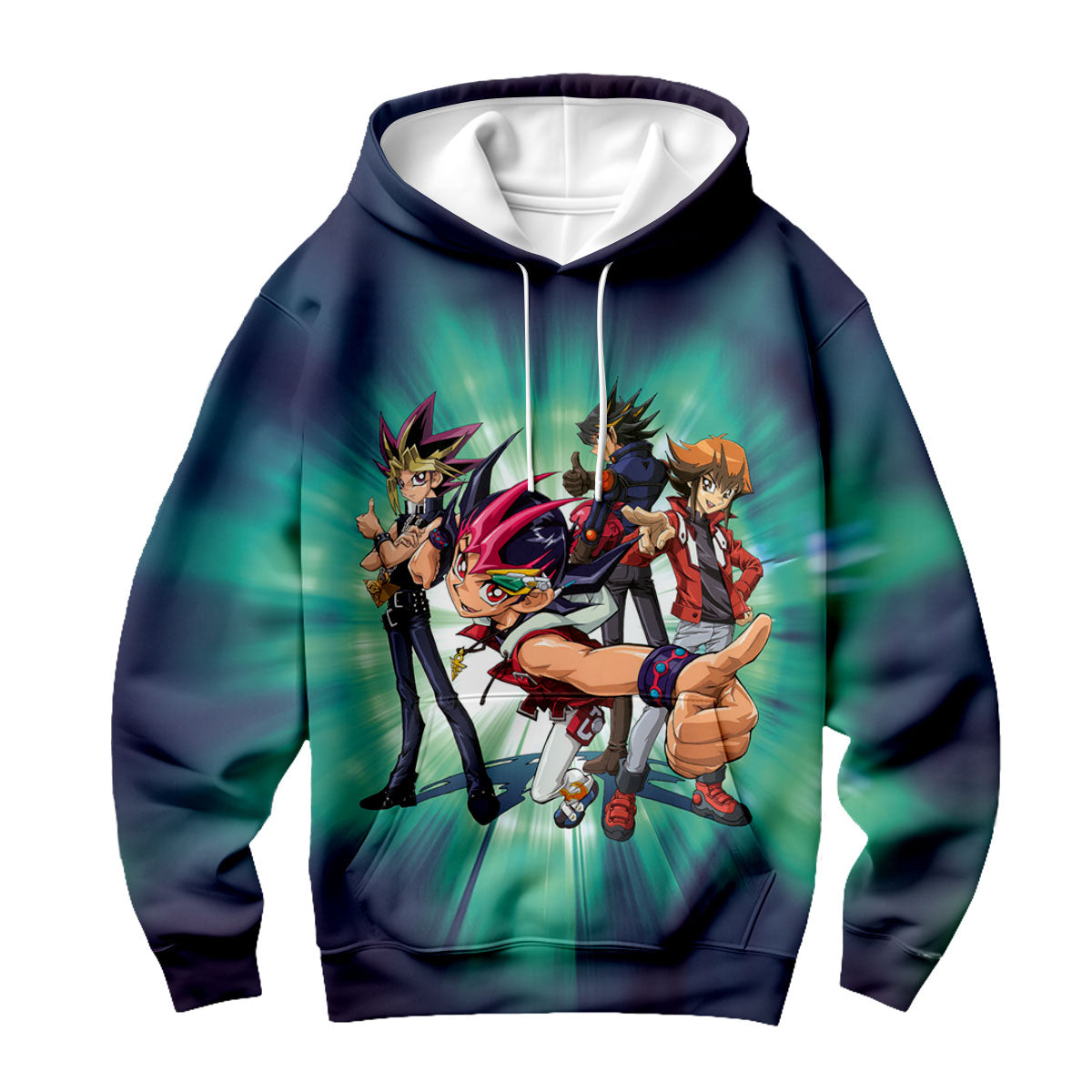 Yugioh Main Character Posing In Turquoise And Blue Anime Apparel