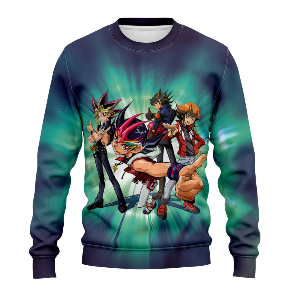 Yugioh Main Character Posing In Turquoise And Blue Anime Apparel