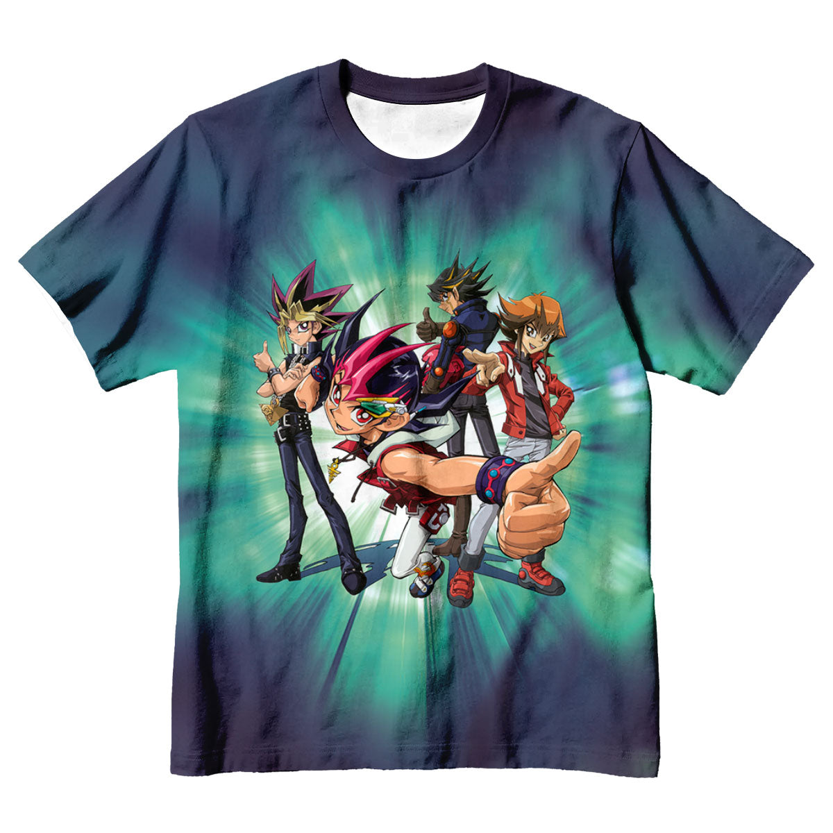 Yugioh Main Character Posing In Turquoise And Blue Anime Apparel