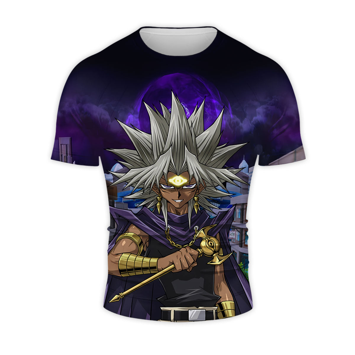 Yugioh Marik Ishtar Holding A Purple Staff Anime Apparel