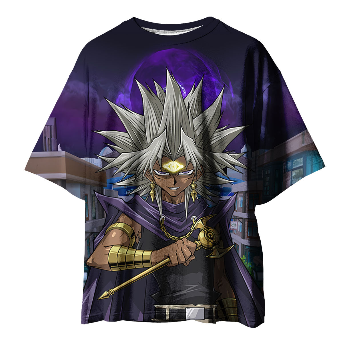 Yugioh Marik Ishtar Holding A Purple Staff Anime Apparel