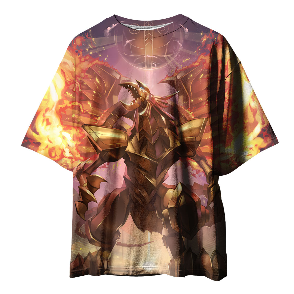 Yugioh Redeyes Blazing Winged Dragon With Fiery Red And Golden Flames Anime Apparel