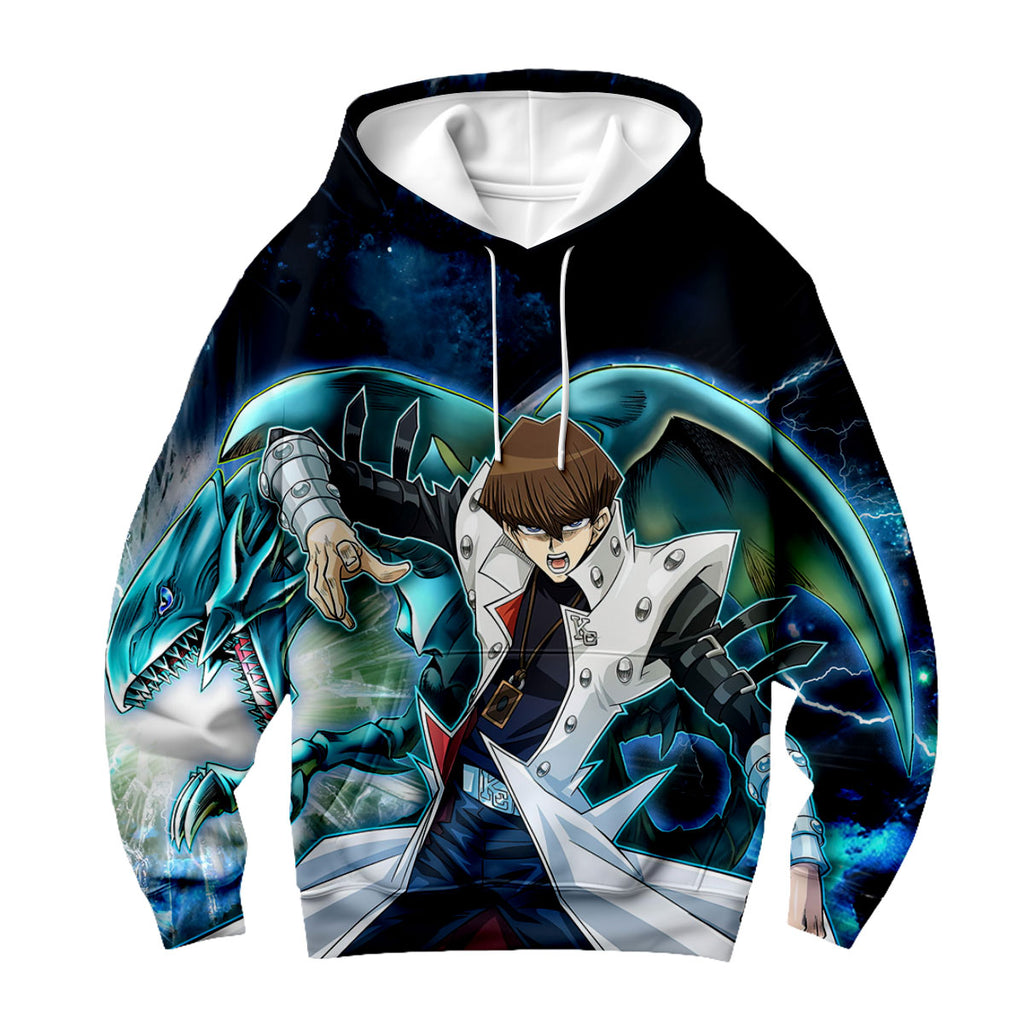 Yugioh Seto Kaiba Holding Blue Eyes White Dragon Card Deck Anime Apparel