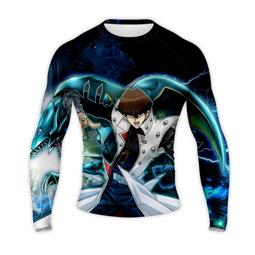 Yugioh Seto Kaiba Holding Blue Eyes White Dragon Card Deck Anime Apparel