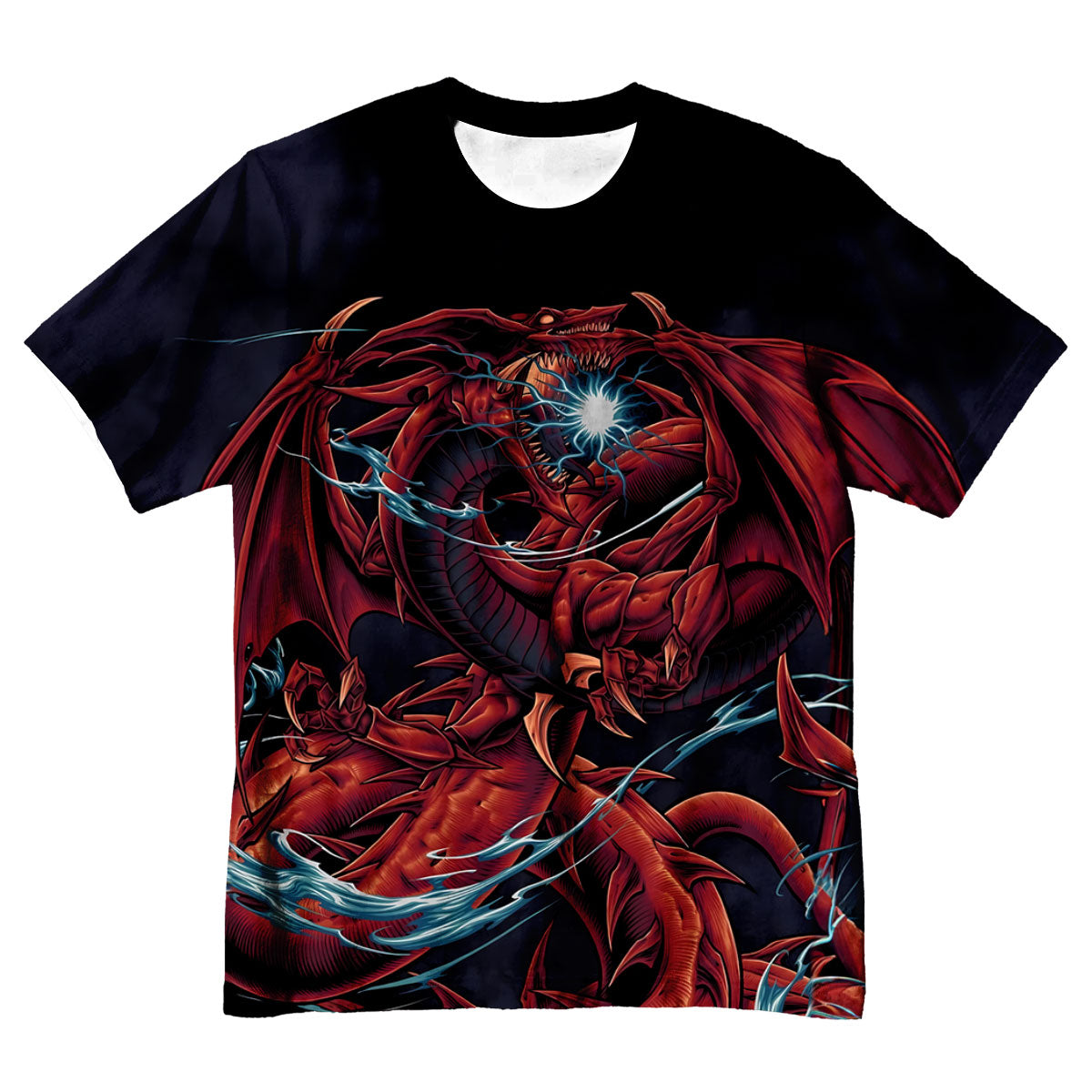 Yugioh Slifer The Sky Dragon Glowing Blue Energy Red Aura Anime Apparel