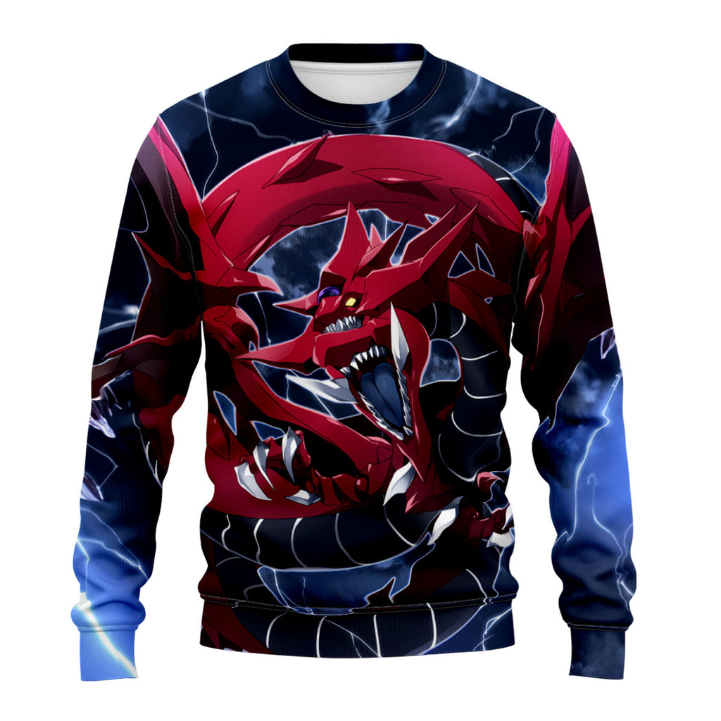 Yugioh Slifer The Sky Dragon Redblack With Lightning Anime Apparel
