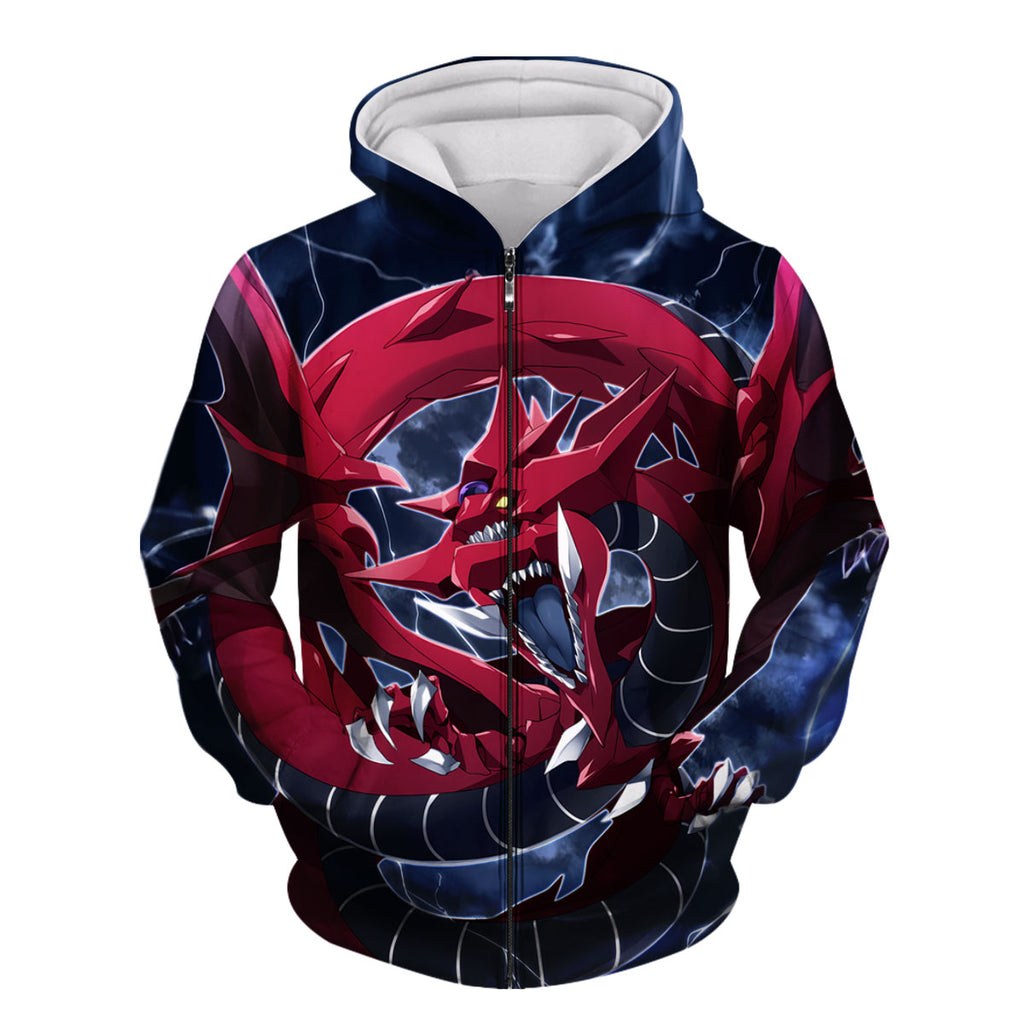 Yugioh Slifer The Sky Dragon Redblack With Lightning Anime Apparel