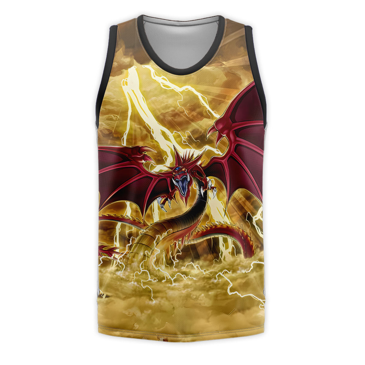Yugioh Slifer The Sky Dragon Soaring Amidst Golden Lightning Anime Apparel