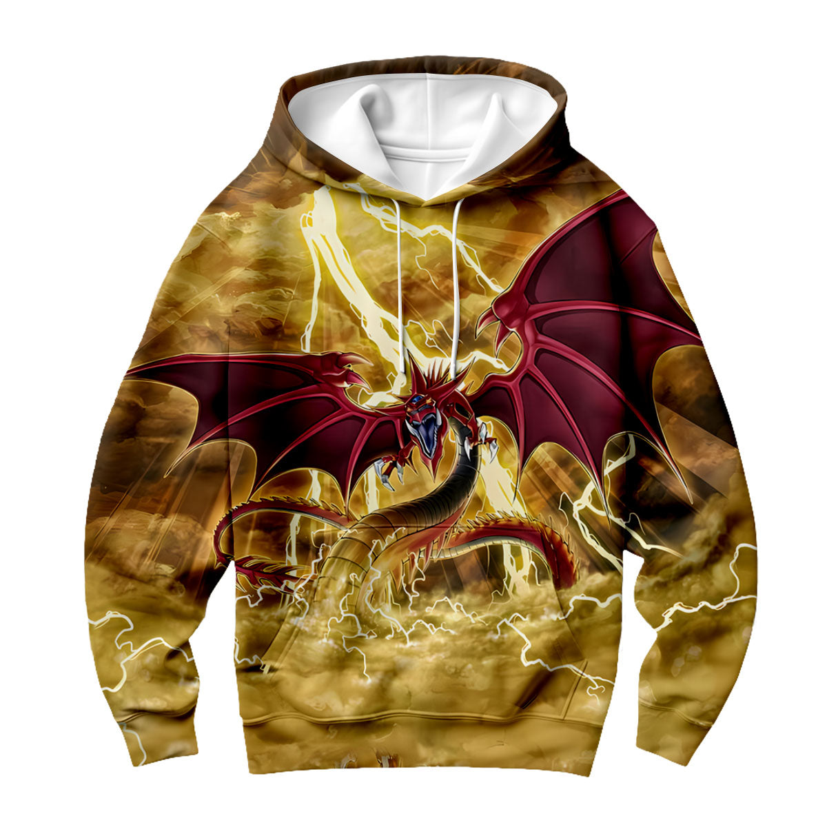 Yugioh Slifer The Sky Dragon Soaring Amidst Golden Lightning Anime Apparel
