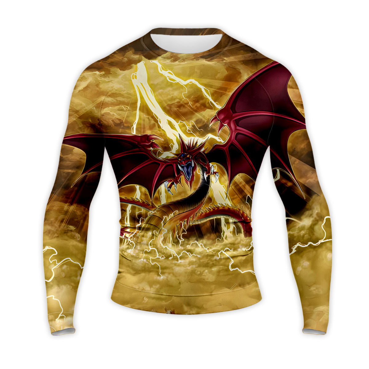 Yugioh Slifer The Sky Dragon Soaring Amidst Golden Lightning Anime Apparel