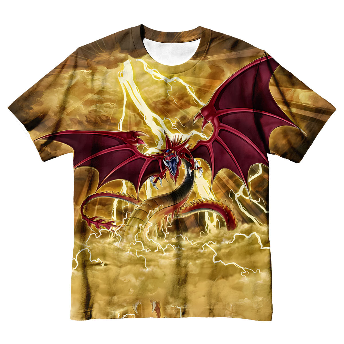 Yugioh Slifer The Sky Dragon Soaring Amidst Golden Lightning Anime Apparel
