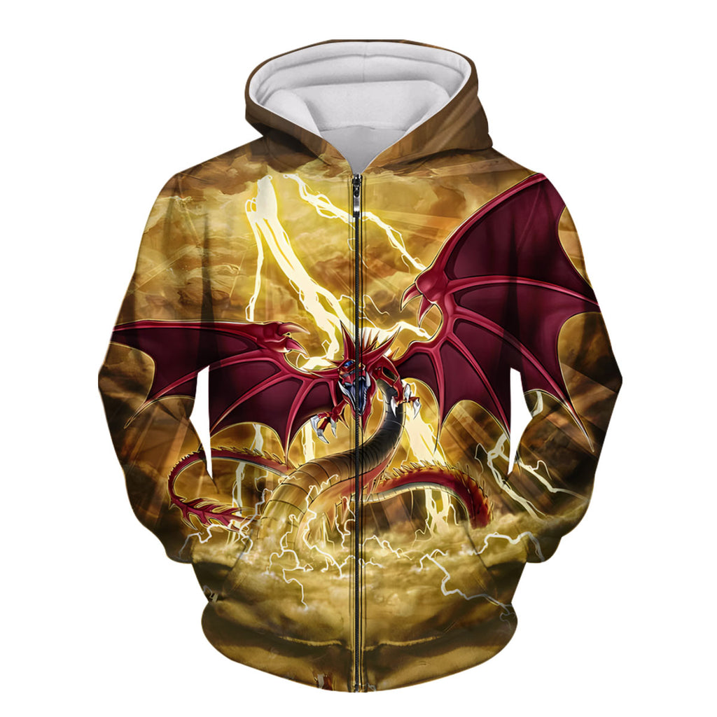 Yugioh Slifer The Sky Dragon Soaring Amidst Golden Lightning Anime Apparel