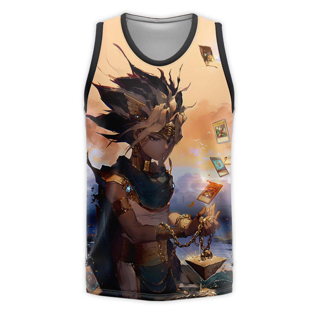 Yugioh Yami Yugi Holding Orange Card Illustration Anime Apparel
