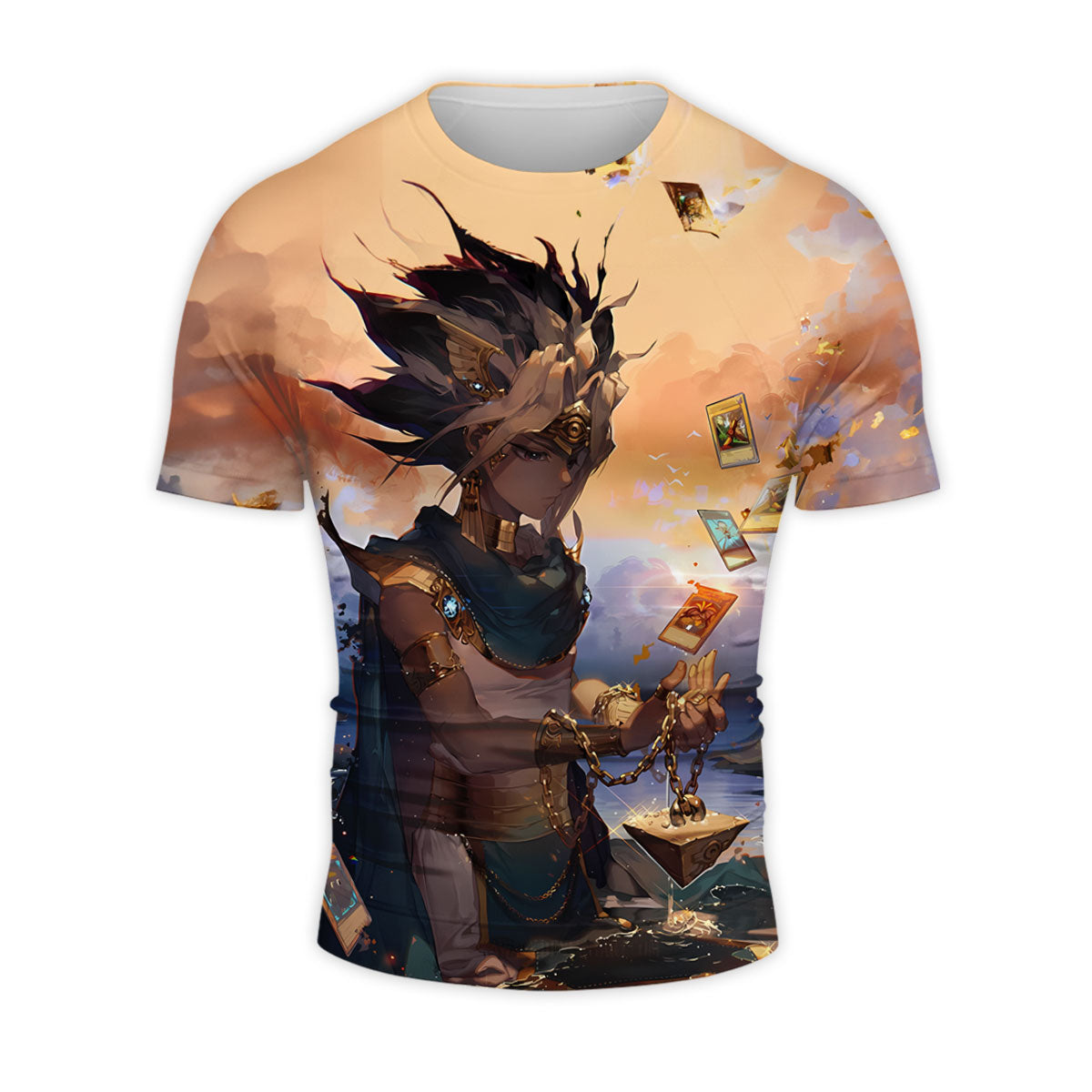 Yugioh Yami Yugi Holding Orange Card Illustration Anime Apparel