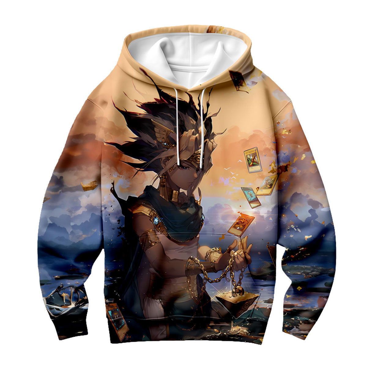Yugioh Yami Yugi Holding Orange Card Illustration Anime Apparel