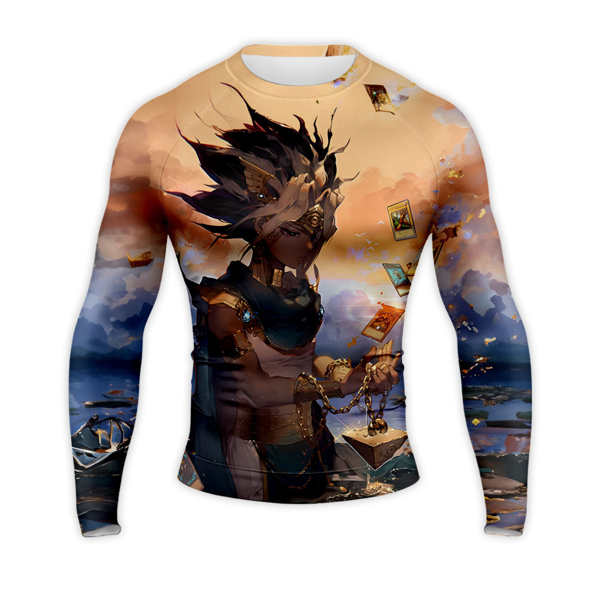 Yugioh Yami Yugi Holding Orange Card Illustration Anime Apparel