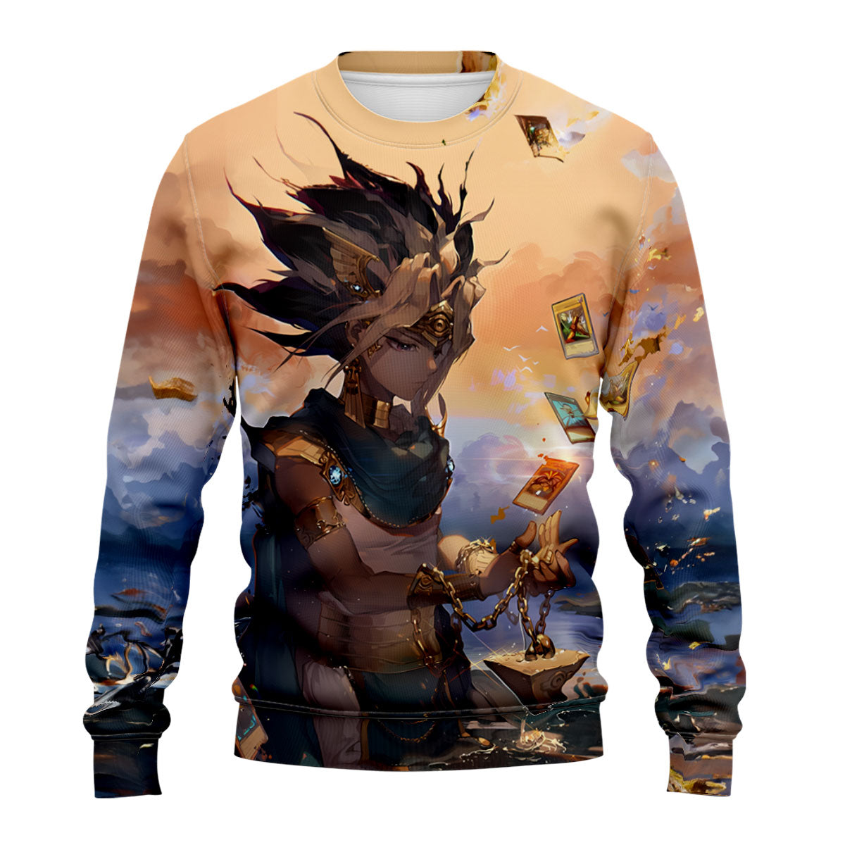 Yugioh Yami Yugi Holding Orange Card Illustration Anime Apparel