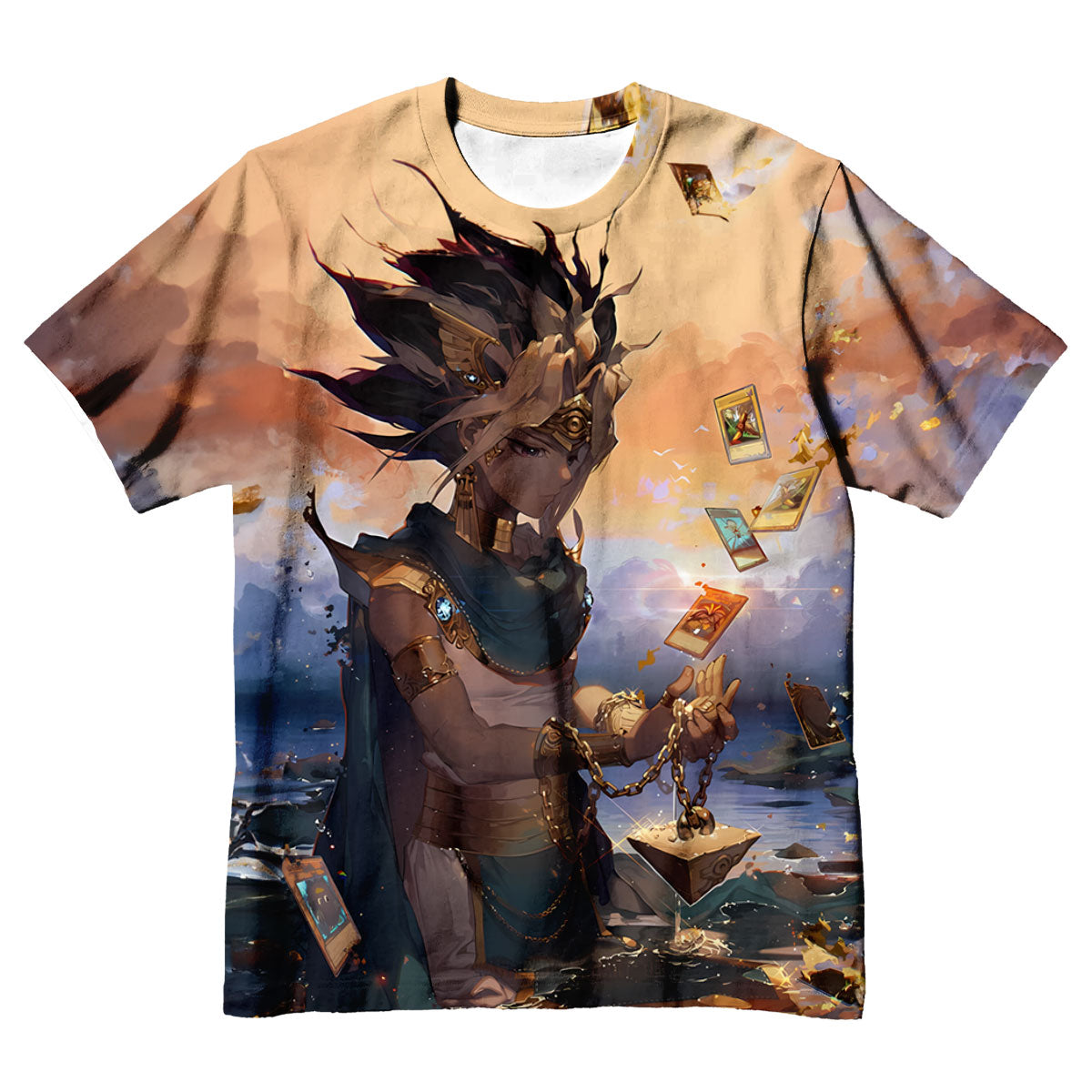 Yugioh Yami Yugi Holding Orange Card Illustration Anime Apparel