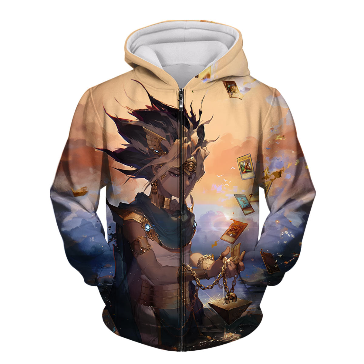 Yugioh Yami Yugi Holding Orange Card Illustration Anime Apparel
