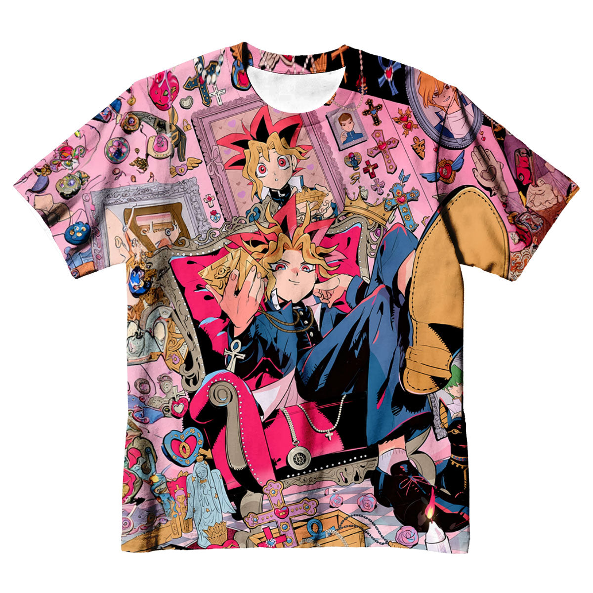Yugioh Yami Yugi Sitting Amidst Pink Trinkets Anime Apparel