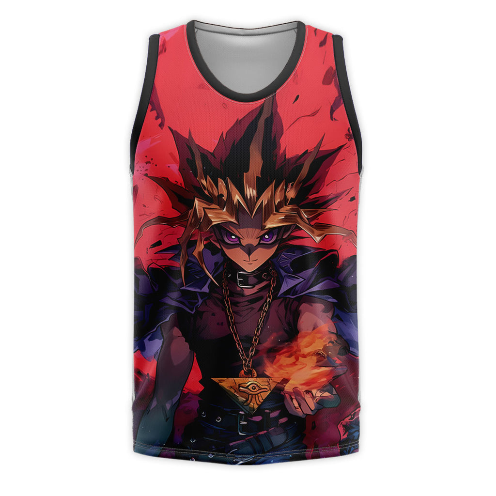 Yugioh Yami Yugi Standing In Fiery Red Background Anime Apparel