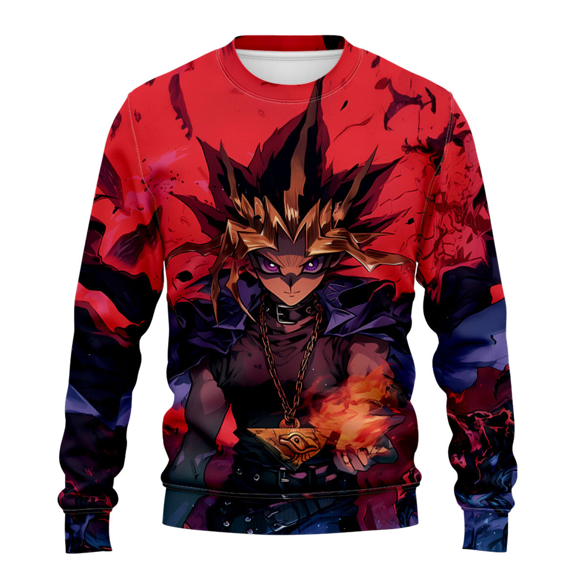 Yugioh Yami Yugi Standing In Fiery Red Background Anime Apparel