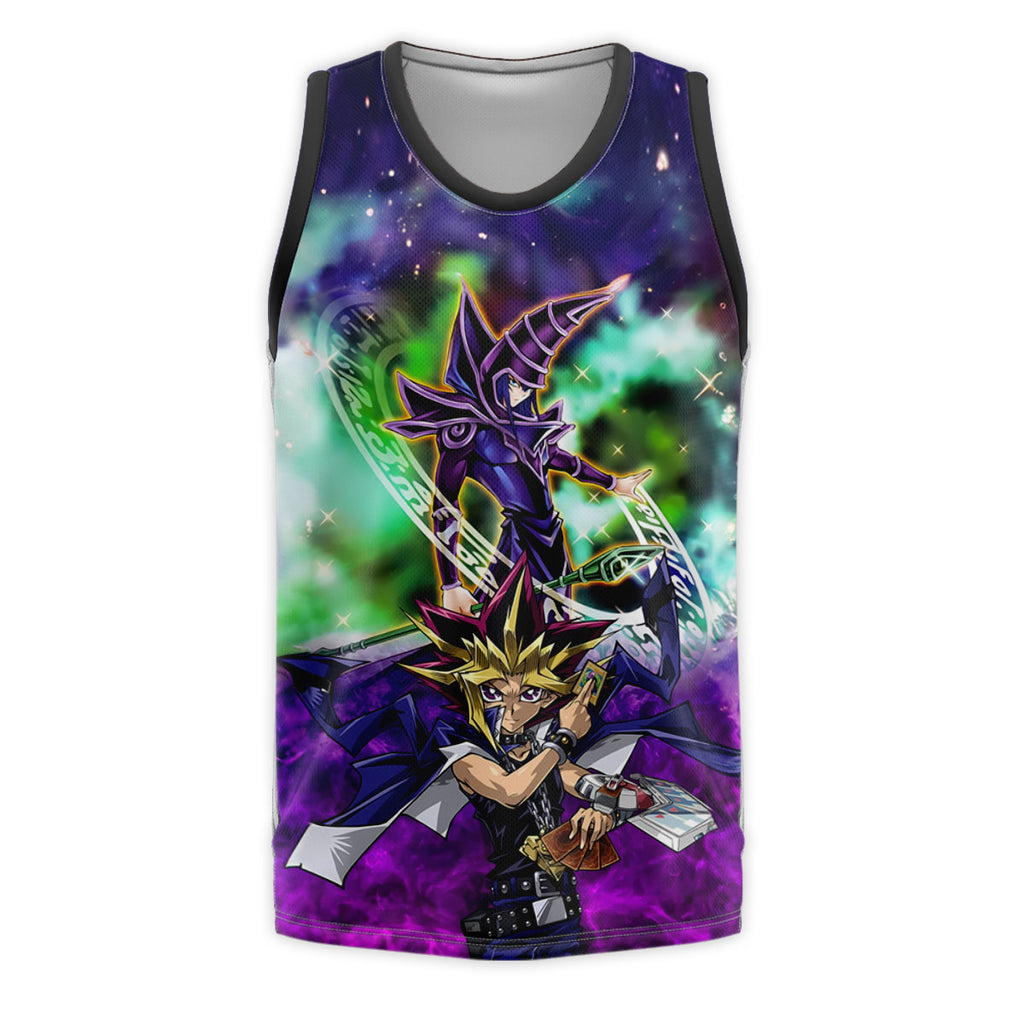 Yugioh Yugi And Dark Magician In Purple Cosmic Background Anime Apparel