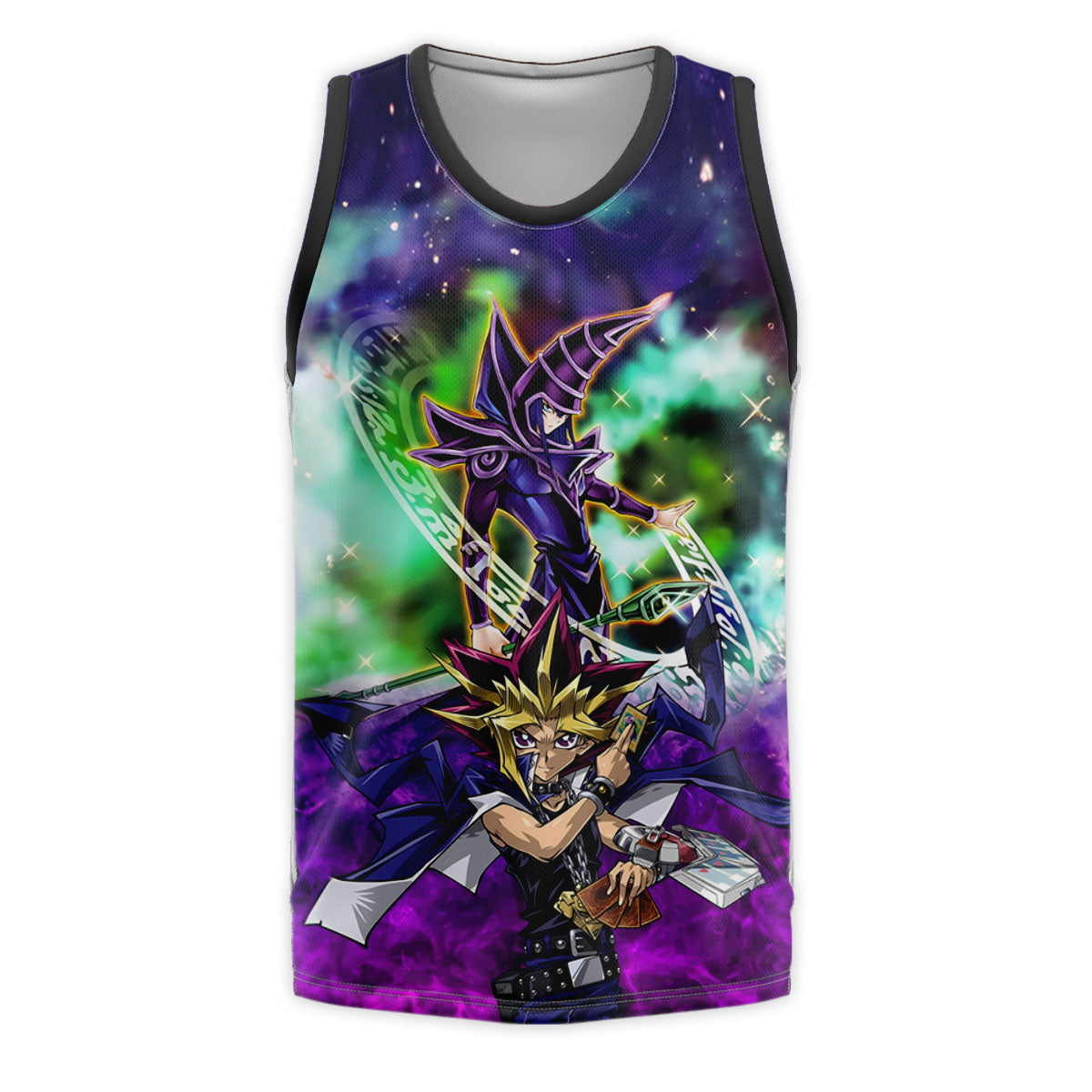 Yugioh Yugi And Dark Magician In Purple Cosmic Background Anime Apparel
