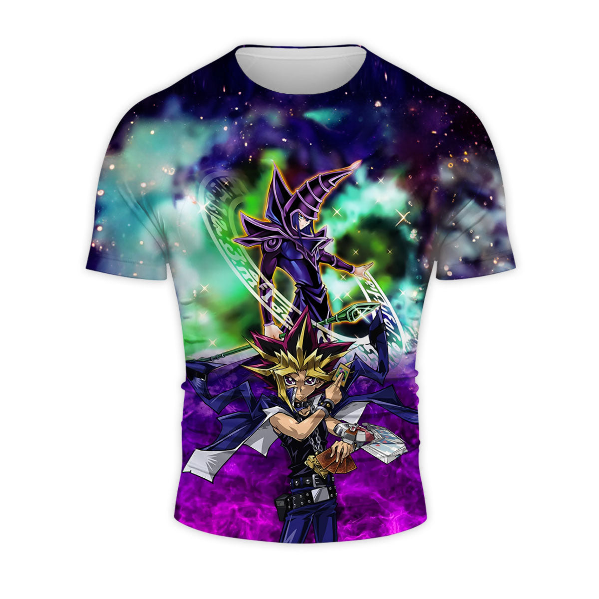 Yugioh Yugi And Dark Magician In Purple Cosmic Background Anime Apparel