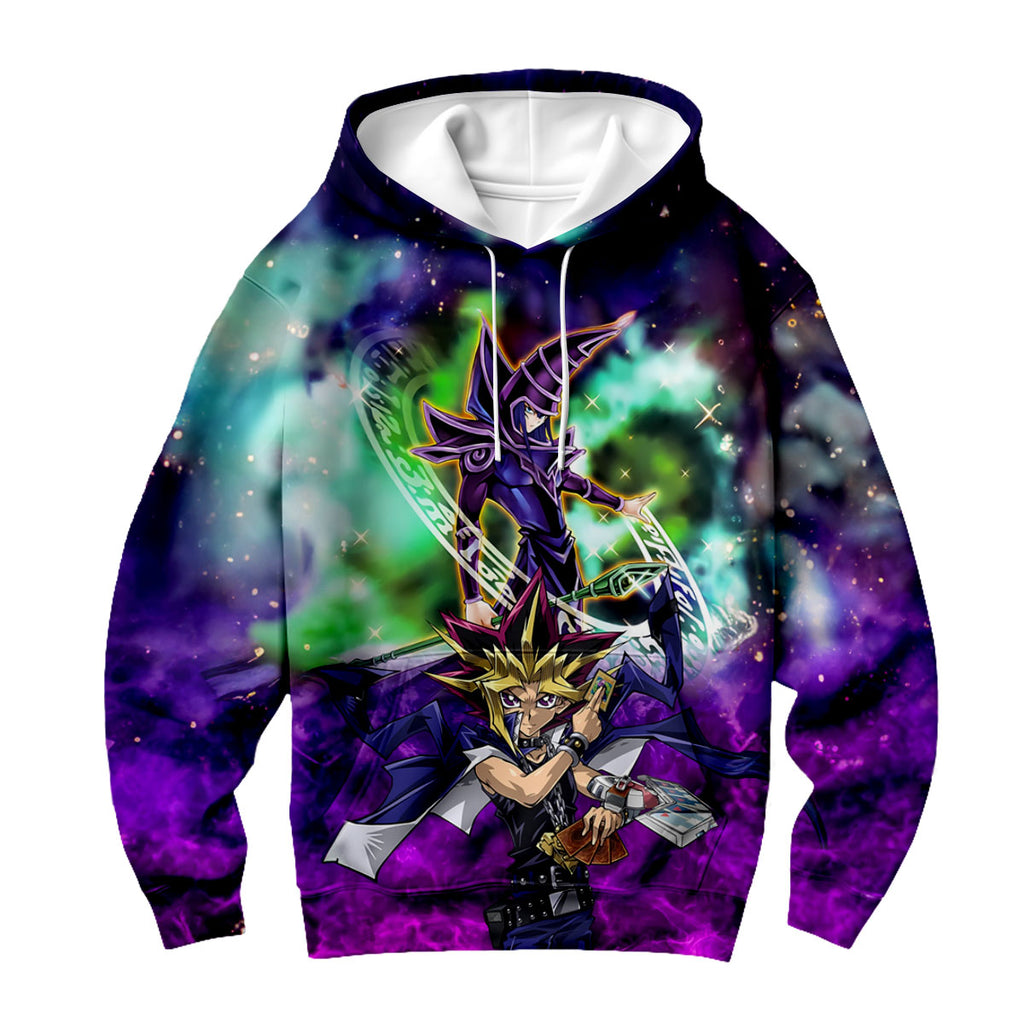 Yugioh Yugi And Dark Magician In Purple Cosmic Background Anime Apparel