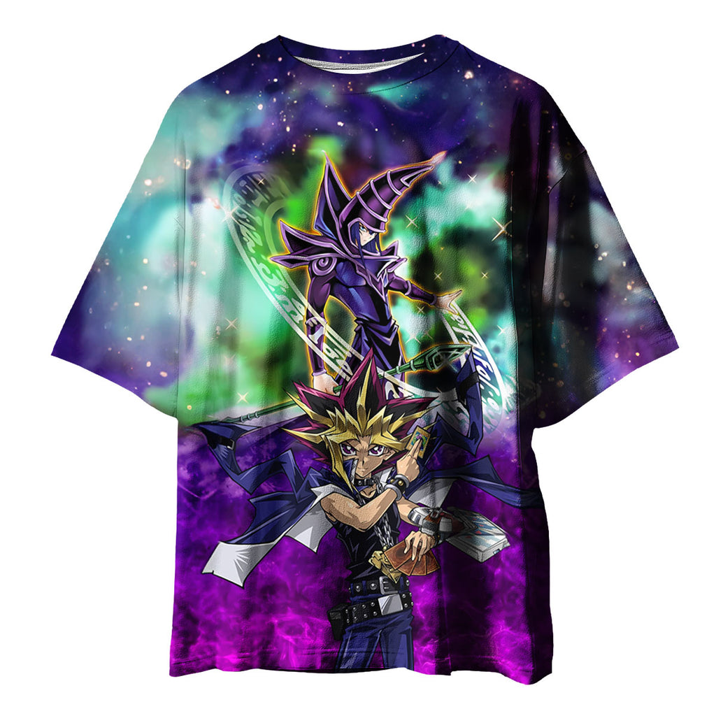 Yugioh Yugi And Dark Magician In Purple Cosmic Background Anime Apparel