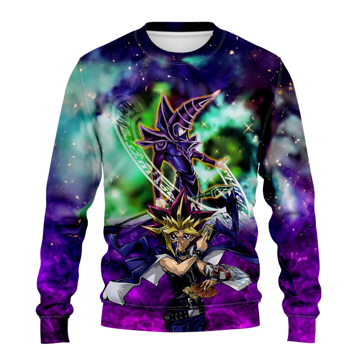 Yugioh Yugi And Dark Magician In Purple Cosmic Background Anime Apparel