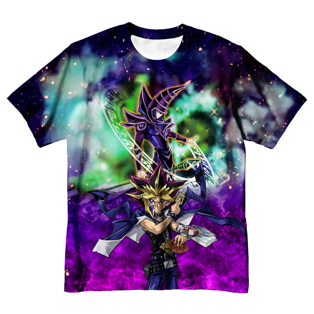 Yugioh Yugi And Dark Magician In Purple Cosmic Background Anime Apparel